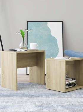 VidaXL Salontafelset 48x30x45 cm bewerkt hout sonoma eikenkleurig