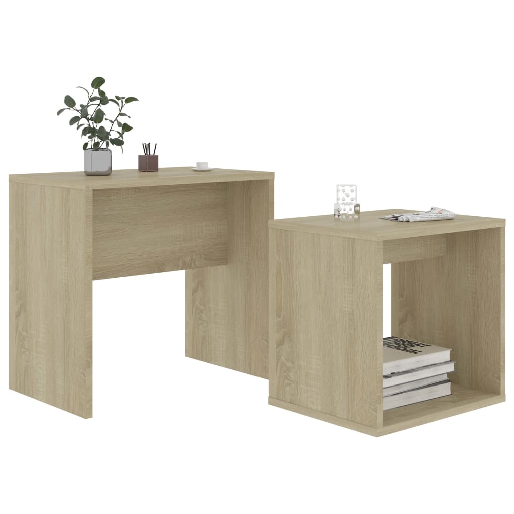 VidaXL Salontafelset 48x30x45 cm bewerkt hout sonoma eikenkleurig
