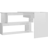 VidaXL Hoekbureau 200x50x76 cm bewerkt hout hoogglans wit