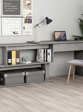 VidaXL Hoekbureau 200x50x76 cm bewerkt hout betongrijs