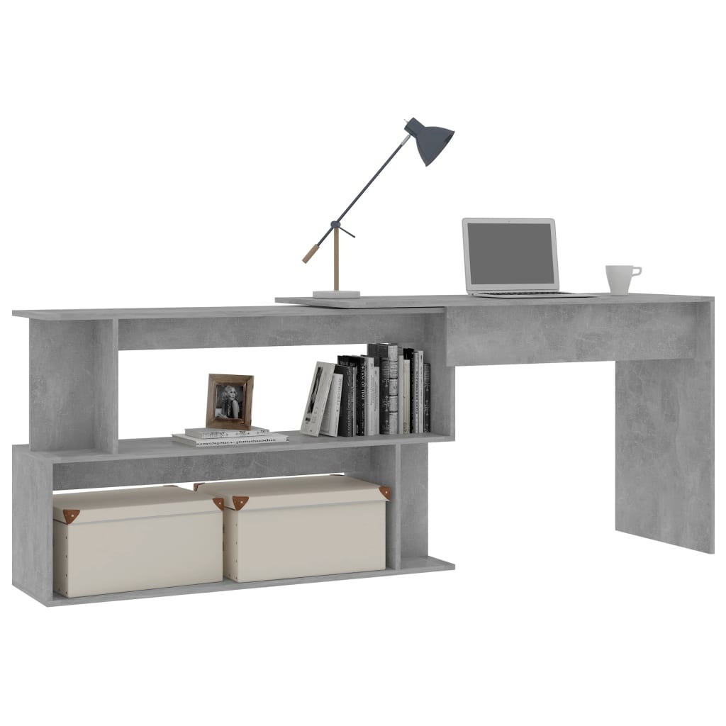 VidaXL Hoekbureau 200x50x76 cm bewerkt hout betongrijs