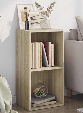 VidaXL Boekenkast met 2 schappen 40x30x76,5 cm bewerkt hout sonoma eik