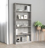 VidaXL Boekenkast met 5 schappen 80x24x175 cm bewerkt hout betongrijs