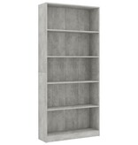 VidaXL Boekenkast met 5 schappen 80x24x175 cm bewerkt hout betongrijs