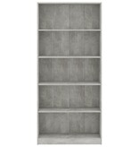 VidaXL Boekenkast met 5 schappen 80x24x175 cm bewerkt hout betongrijs