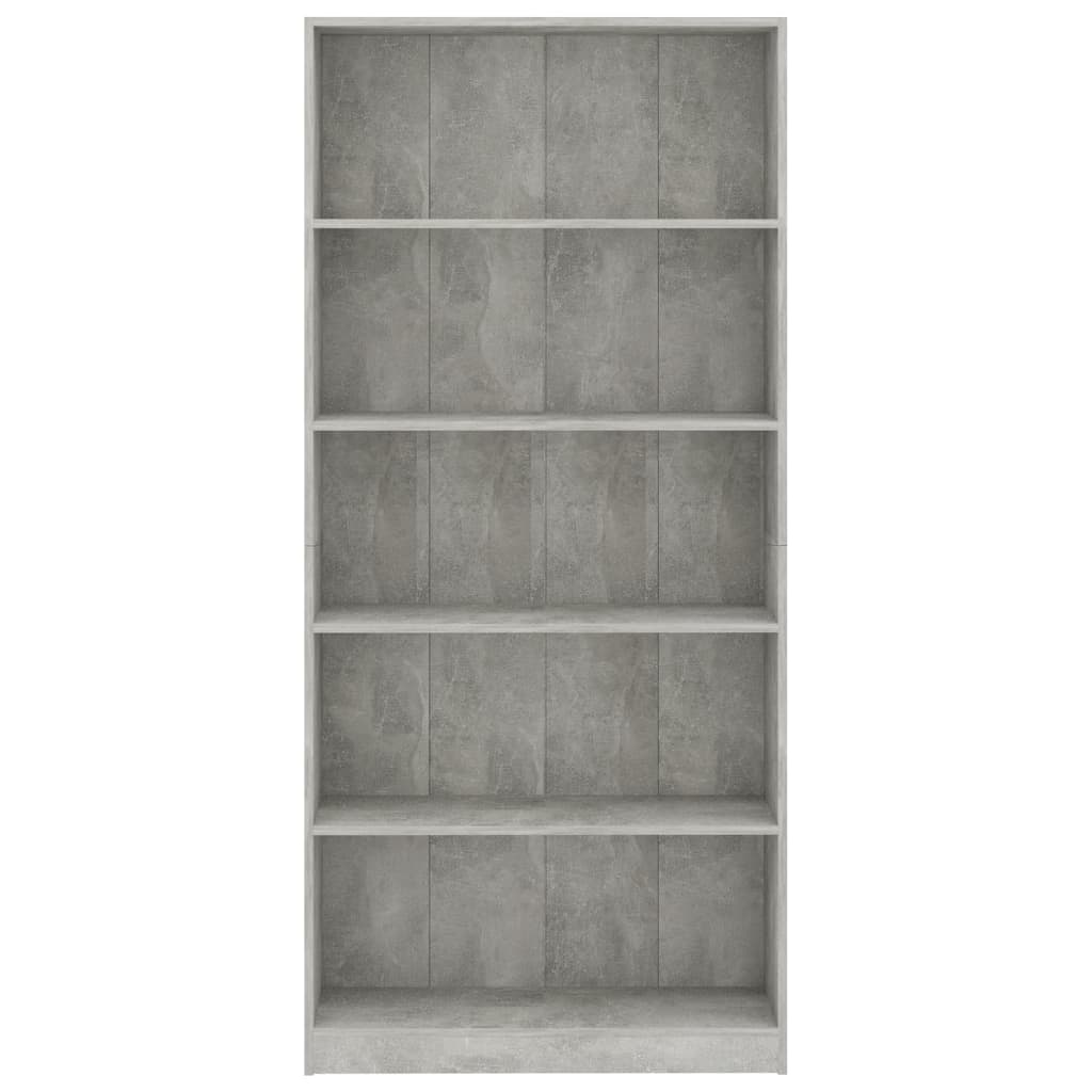 VidaXL Boekenkast met 5 schappen 80x24x175 cm bewerkt hout betongrijs