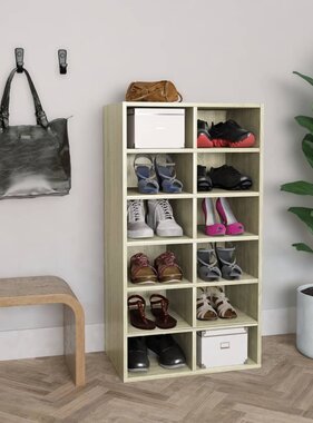 VidaXL Schoenenrek 54x34x100,5 cm bewerkt hout sonoma eikenkleurig