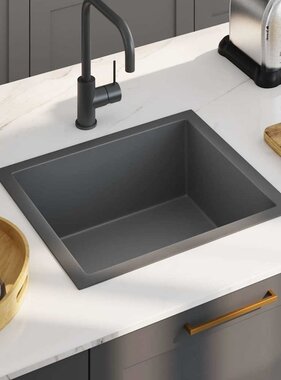 VidaXL Gootsteen handgemaakt roestvrij staal zwart