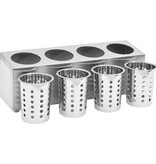 VidaXL Bestekhouder 4 vakken rechthoekig roestvrij staal