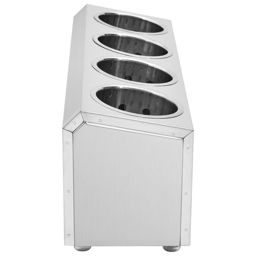 VidaXL Bestekhouder 4 vakken rechthoekig roestvrij staal