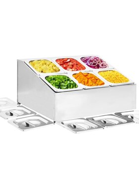 VidaXL Gastronormbakkenhouder met 6 GN 1/6 bakken roestvrij staal