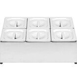 VidaXL Gastronormbakkenhouder met 6 GN 1/6 bakken roestvrij staal