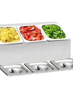 VidaXL Gastronormbakkenhouder met 3 GN 1/6 bakken roestvrij staal