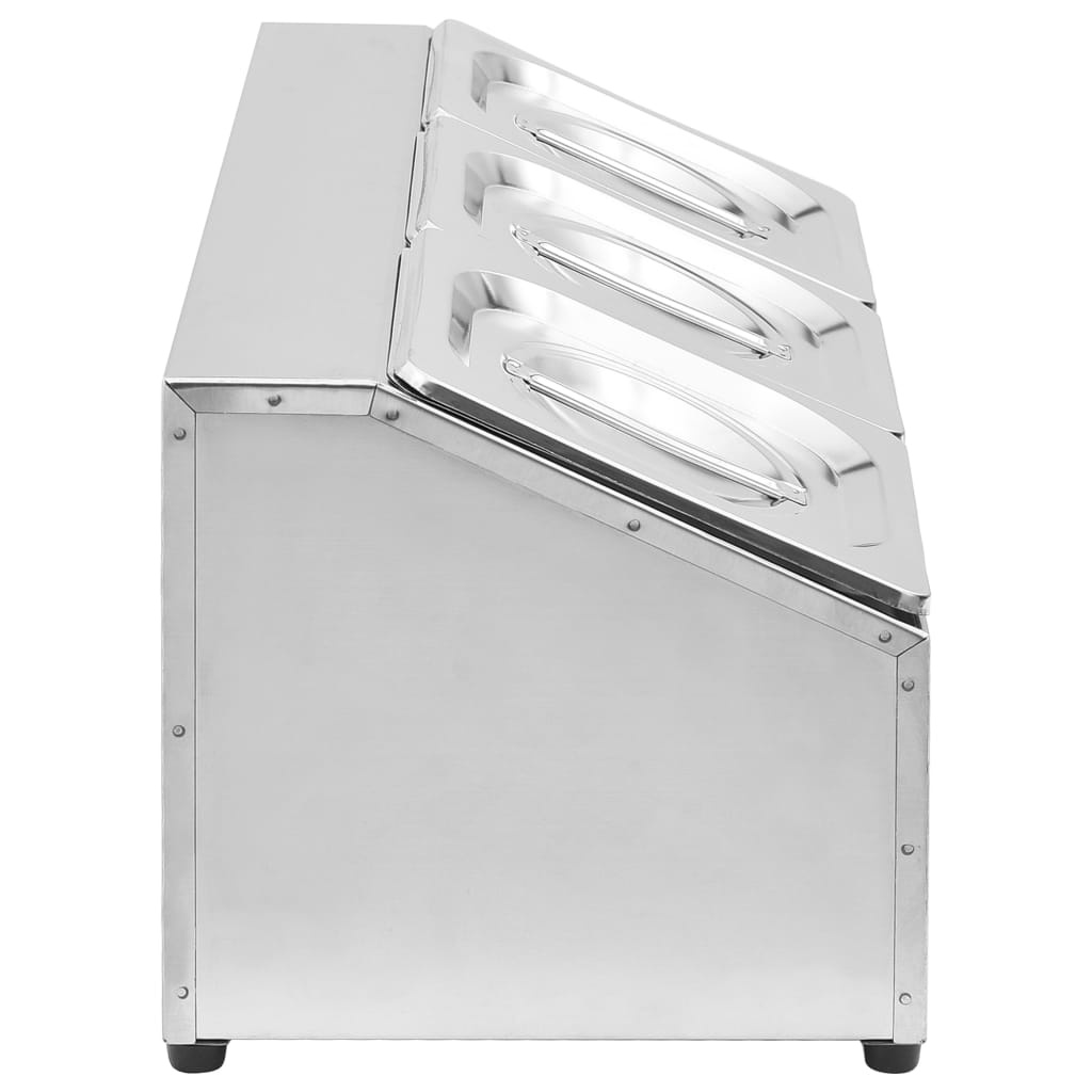 VidaXL Gastronormbakkenhouder met 3 GN 1/6 bakken roestvrij staal