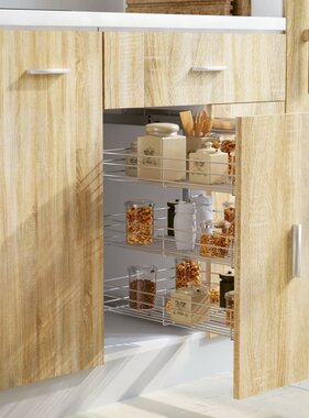 VidaXL Draadmand keuken uittrekbaar 3-laags 47x35x56 cm zilverkleurig