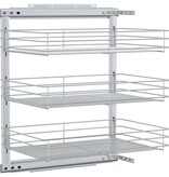 VidaXL Draadmand keuken uittrekbaar 3-laags 47x35x56 cm zilverkleurig