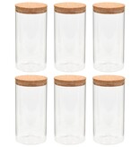 VidaXL Opbergpotten met kurken deksel 6 st 1400 ml glas