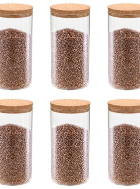 VidaXL Opbergpotten met kurken deksel 6 st 1100 ml glas