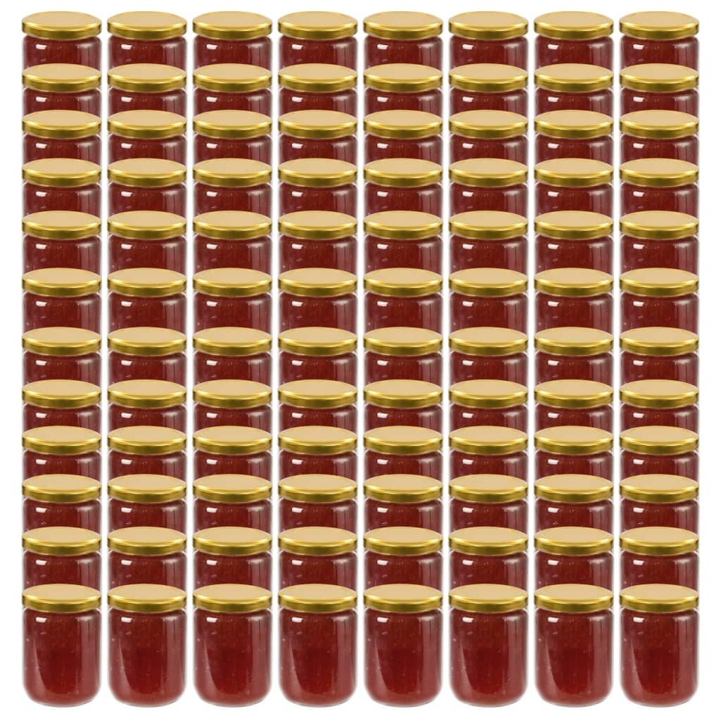 VidaXL Jampotten met goudkleurige deksels 96 st 230 ml glas