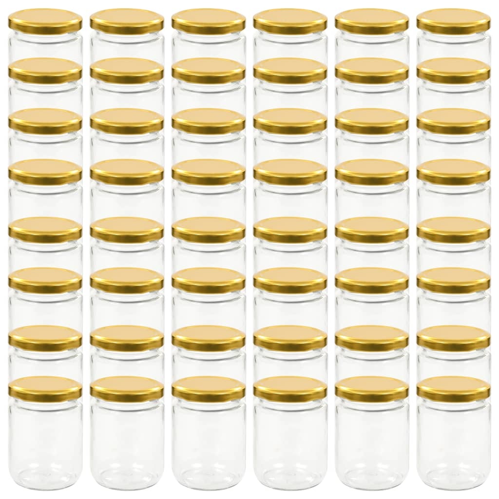 VidaXL Jampotten met goudkleurige deksels 48 st 230 ml glas