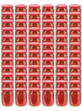 VidaXL Jampotten met rode deksels 96 st 230 ml glas