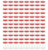 VidaXL Jampotten met rode deksels 96 st 230 ml glas