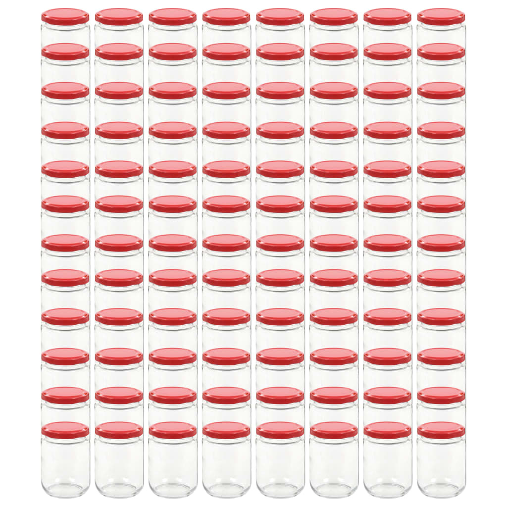 VidaXL Jampotten met rode deksels 96 st 230 ml glas