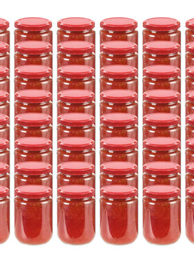 VidaXL Jampotten met rode deksels 48 st 230 ml glas