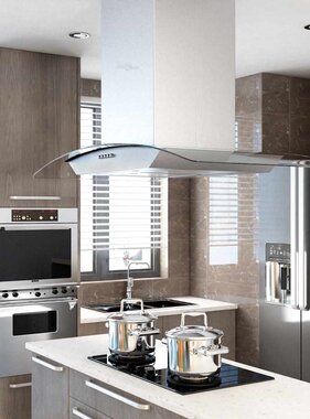 VidaXL Eilandafzuigkap 756 m³/u LED 90 cm roestvrij staal