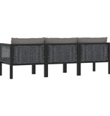 VidaXL Driezitsbank met kussens poly rattan antraciet