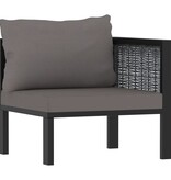 VidaXL Driezitsbank met kussens poly rattan antraciet