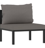 VidaXL Driezitsbank met kussens poly rattan antraciet