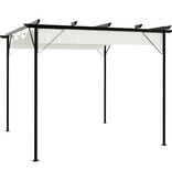 VidaXL Pergola met uitschuifbaar dak 3x3 m staal crémewit