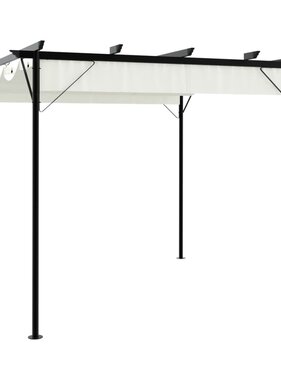 VidaXL Pergola met uitschuifbaar dak 3x3 m staal crémewit