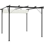 VidaXL Pergola met uitschuifbaar dak 3x3 m staal crémewit