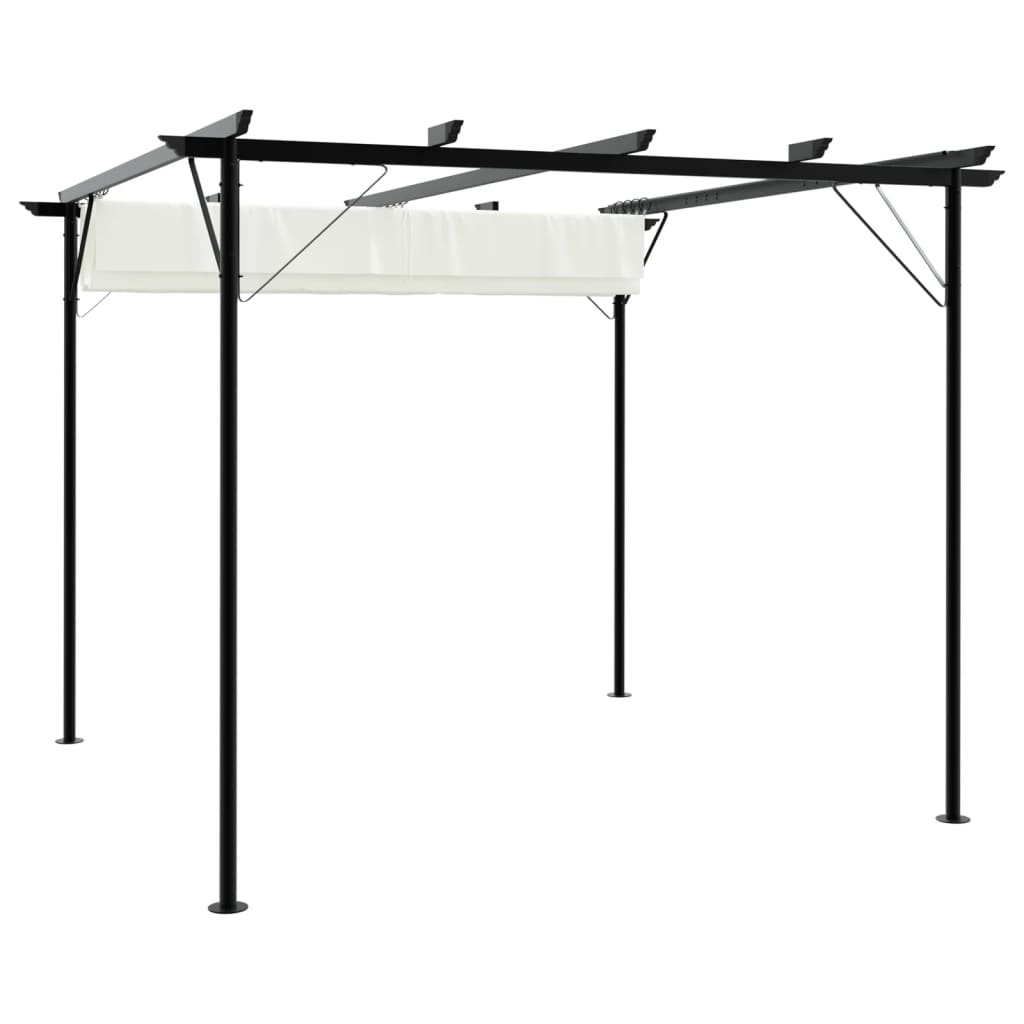 VidaXL Pergola met uitschuifbaar dak 3x3 m staal crémewit