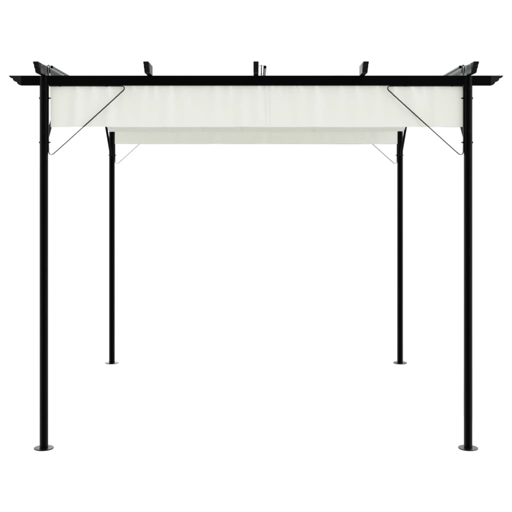 VidaXL Pergola met uitschuifbaar dak 3x3 m staal crémewit