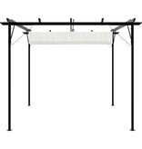VidaXL Pergola met uitschuifbaar dak 3x3 m staal crémewit