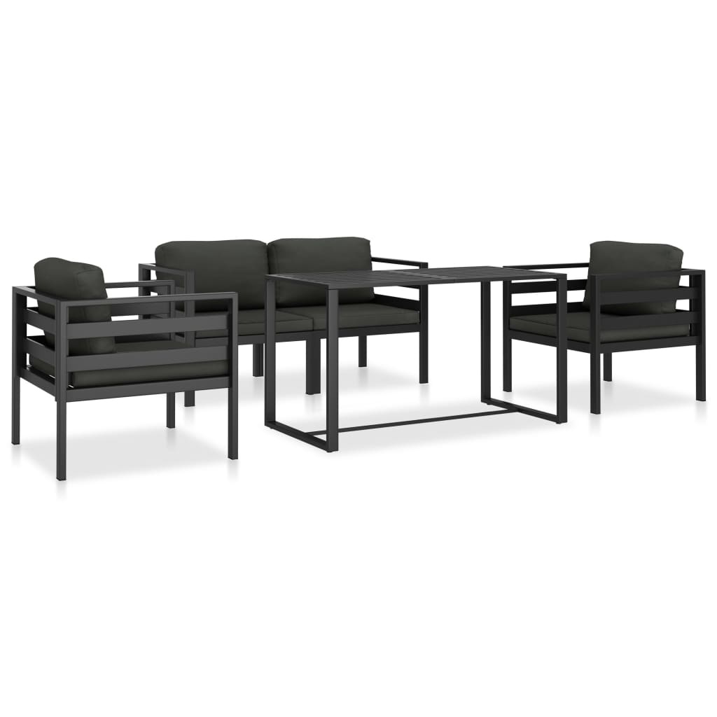VidaXL 5-delige Loungeset met kussens aluminium antraciet