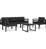 VidaXL 6-delige Loungeset met kussens aluminium antraciet