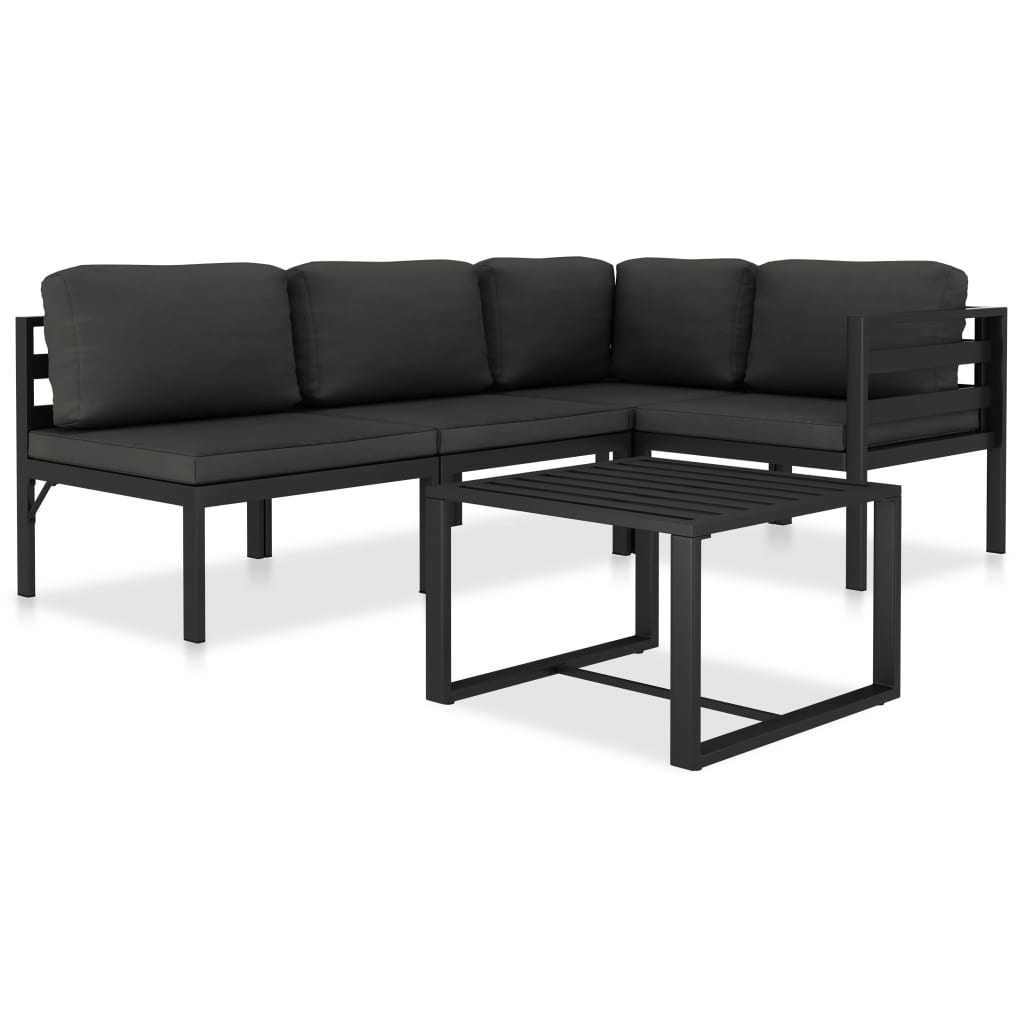 VidaXL 5-delige Loungeset met kussens aluminium antraciet