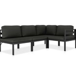 VidaXL 4-delige Loungeset met kussens aluminium antraciet