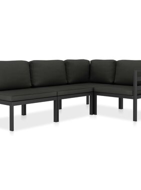 VidaXL 4-delige Loungeset met kussens aluminium antraciet