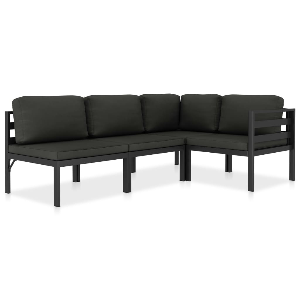 VidaXL 4-delige Loungeset met kussens aluminium antraciet