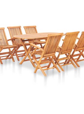 VidaXL 7-delige Tuinset inklapbaar massief teakhout
