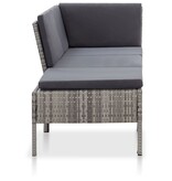 VidaXL 3-delige Loungeset met kussens poly rattan grijs