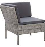VidaXL 3-delige Loungeset met kussens poly rattan grijs