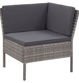 VidaXL 3-delige Loungeset met kussens poly rattan grijs