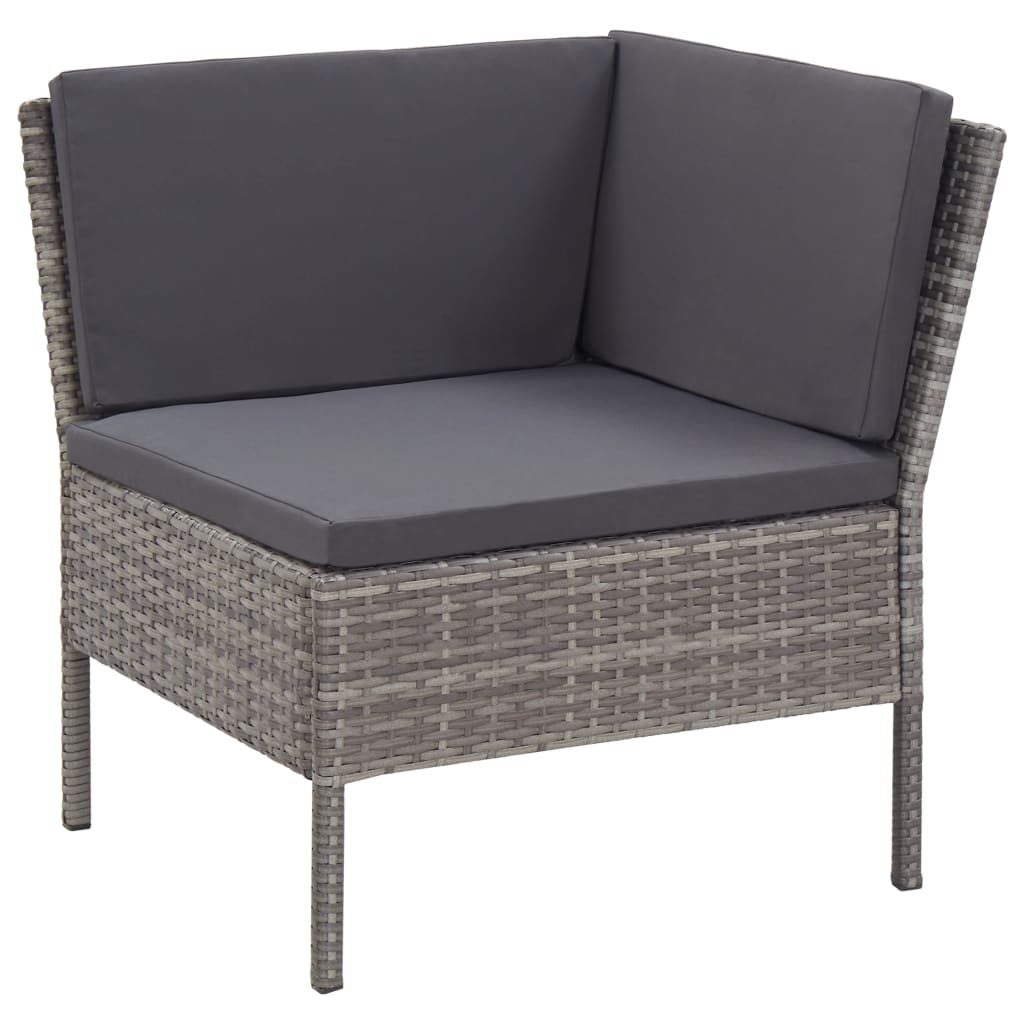 VidaXL 3-delige Loungeset met kussens poly rattan grijs