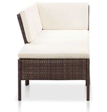 VidaXL 3-delige Loungeset met kussens poly rattan bruin